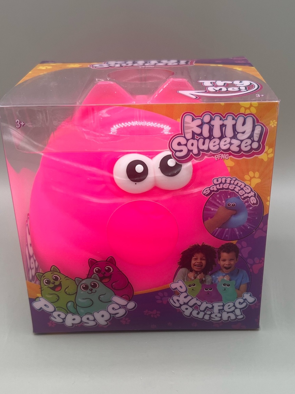 PPNC Large Kitty Squeeze! Neon PInK 🩷  Squishy Sensory Toy NEW 🐱
